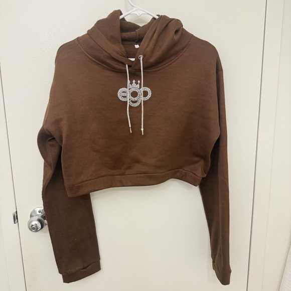 EGO Tops - EGO Chocolate Brown Cropped Hoodie